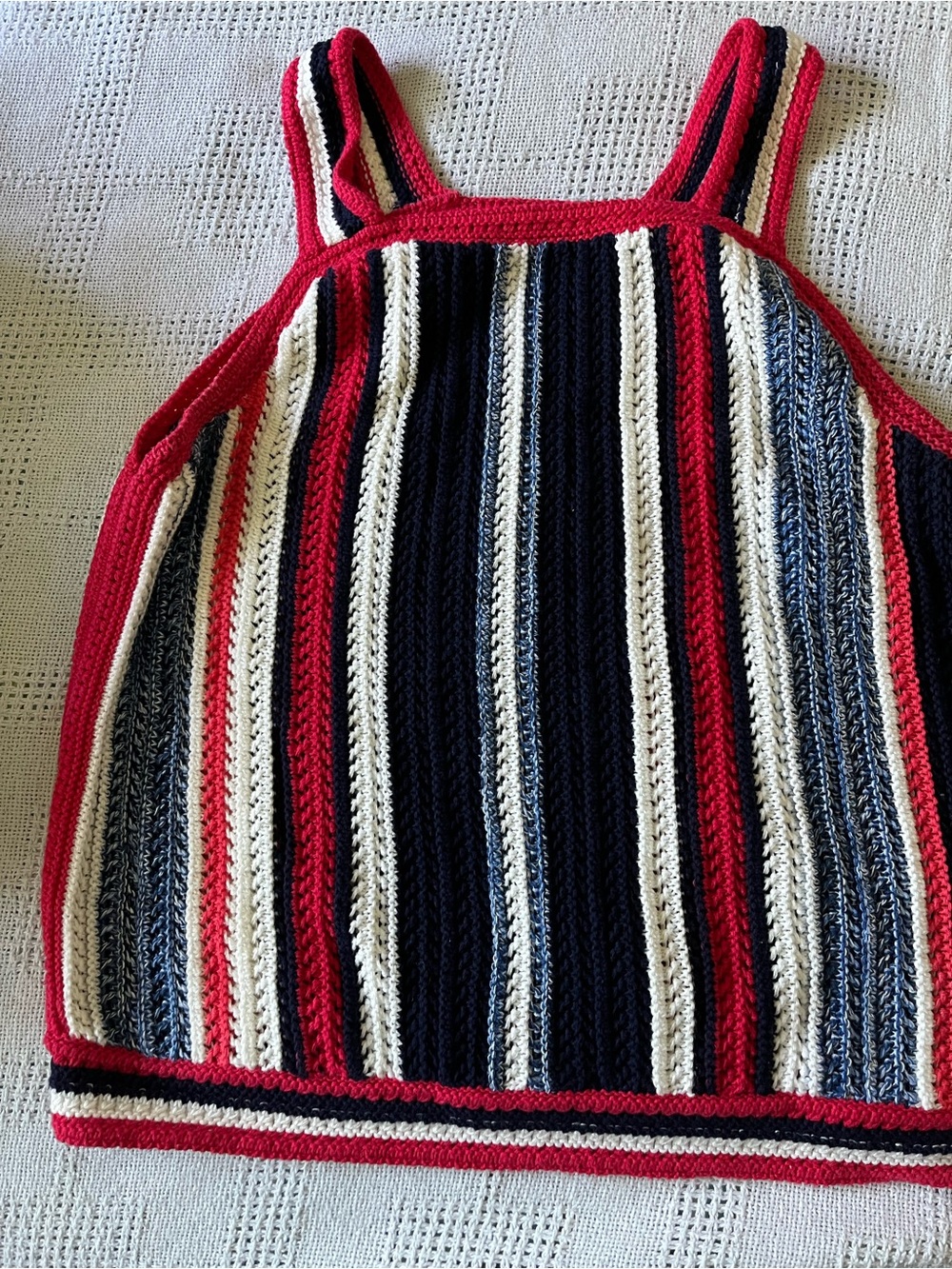 Striped Knit Tank Top in Navy, Red & White